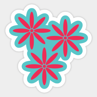 Blue and Pink Vibrant Flower Fusion Sticker